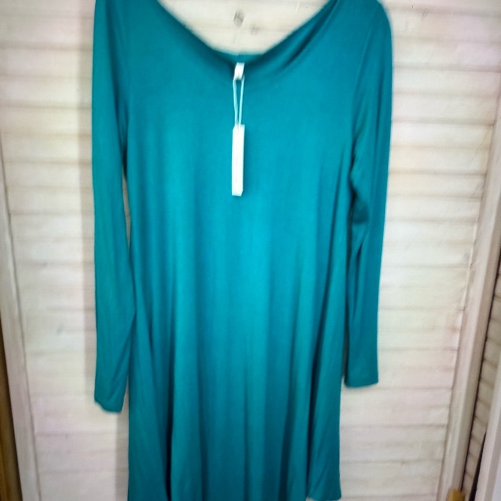 NWT Women’s L Teal Long Sleeve Casual Knit Dress